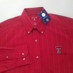 NEW Texas Tech Red Raiders Antigua Button Front Long Sleeve Shirt Mens Small